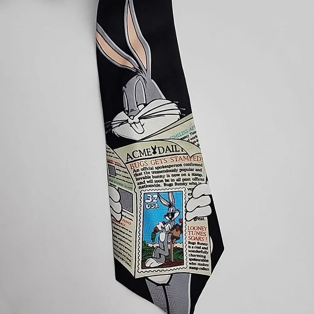Vintage 1997 Looney Tunes  Stamps Collection Bugs Bunny Tie 55